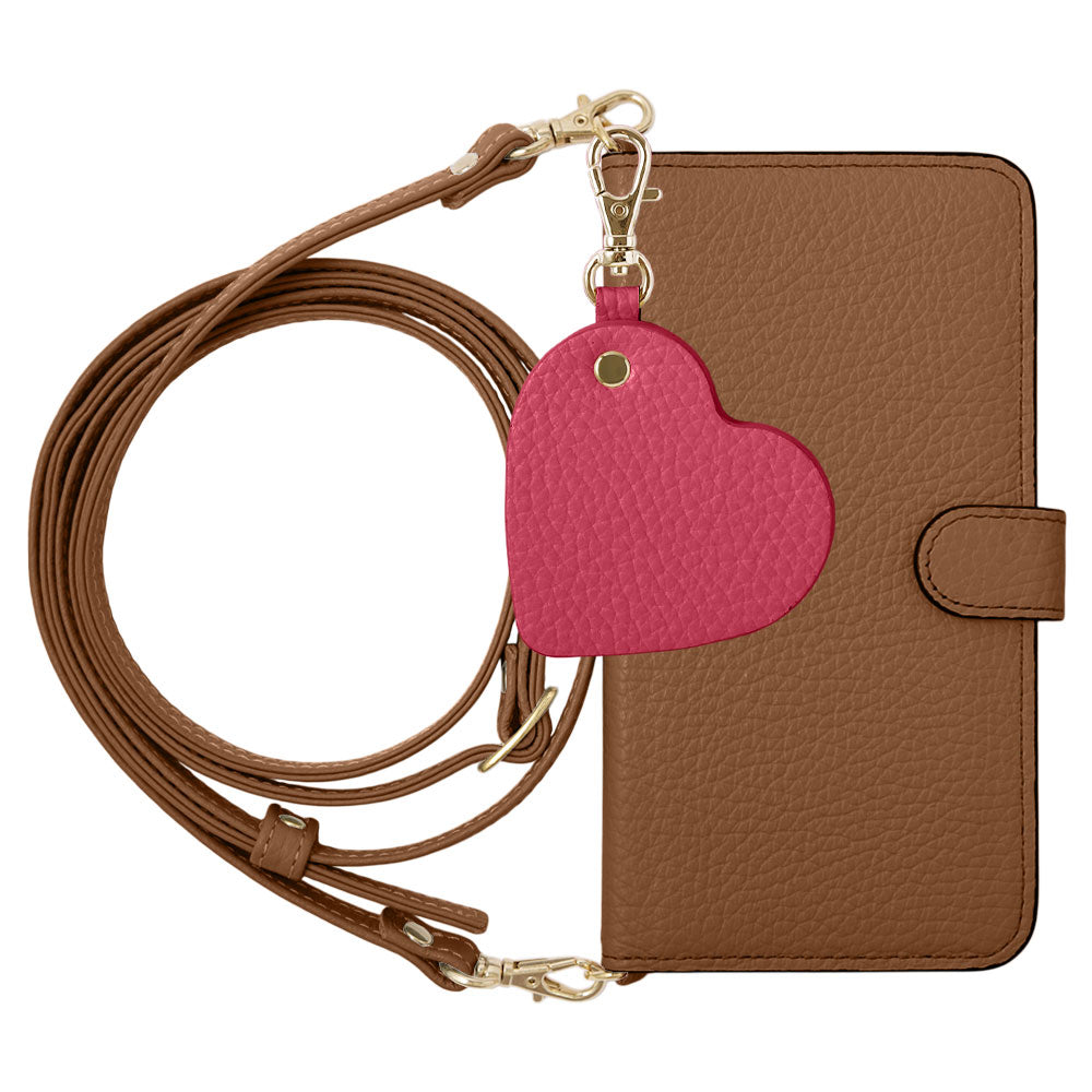 Genuine Leather 32 Colors Italian Shrink Leather Motif Mirror Charm with Shoulder Strap Notebook-style Case (with Belt) for Xperia Series