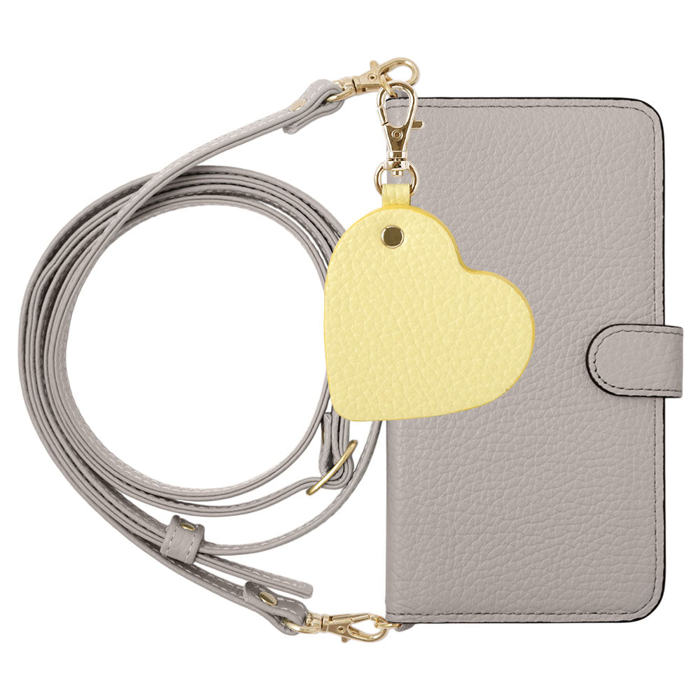 Genuine Leather 32 Colors Italian Shrink Leather Motif Mirror Charm with Shoulder Strap Notebook-style Case (with Belt) for Xperia Series