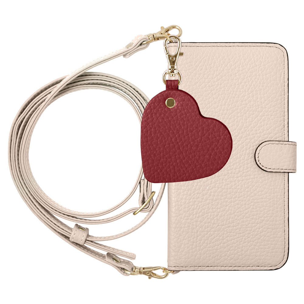 Genuine Leather 32 Colors Italian Shrink Leather Motif Mirror Charm with Shoulder Strap Notebook-style Case (with Belt) for Xperia Series