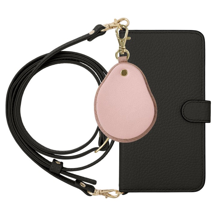 Genuine leather 32 colors Italian shrink leather with shoulder strap Different material nuance mirror charm notebook-style case (with belt) Galaxy series