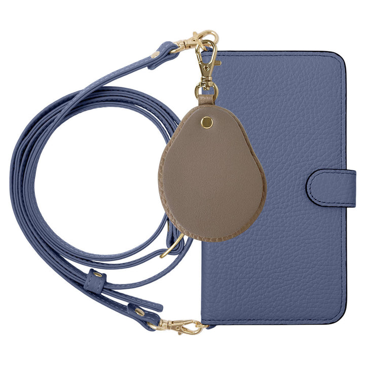 Genuine leather 32 colors Italian shrink leather with shoulder strap Different material nuance mirror charm notebook-style case (with belt) Galaxy series