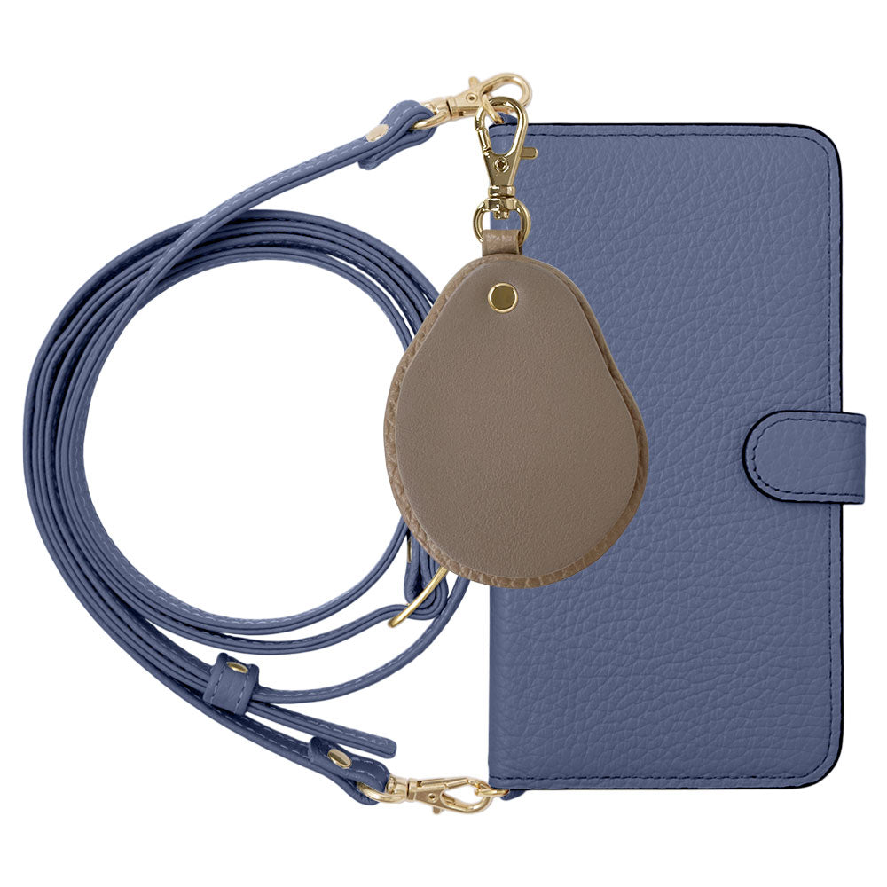 Genuine leather 32 colors Italian shrink leather with shoulder strap Different material nuance mirror charm notebook-style case (with belt) AQUOS series