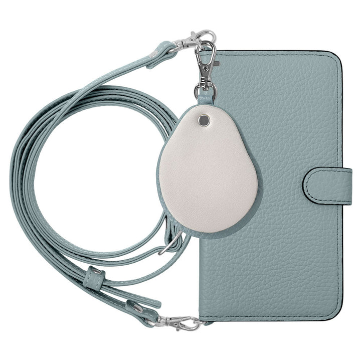 Genuine leather 32 colors Italian shrink leather with shoulder strap Different material nuance mirror charm notebook-style case (with belt) Galaxy series