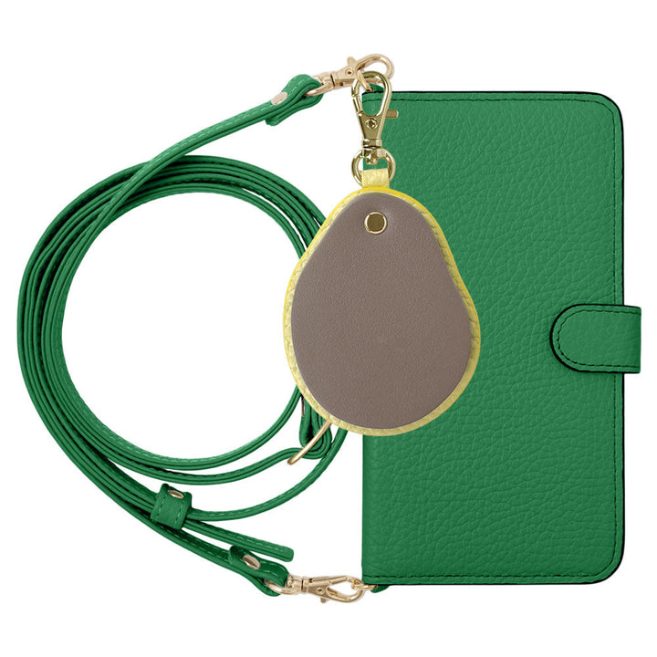 Genuine leather 32 colors Italian shrink leather with shoulder strap Different material nuance mirror charm notebook-style case (with belt) AQUOS series