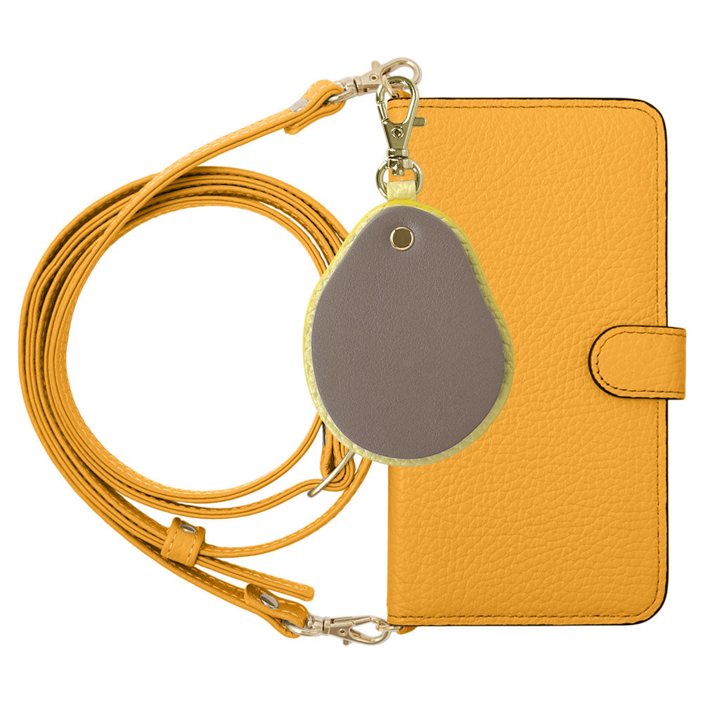 Genuine leather 32 colors Italian shrink leather with shoulder strap Different material nuance mirror charm notebook-style case (with belt) AQUOS series
