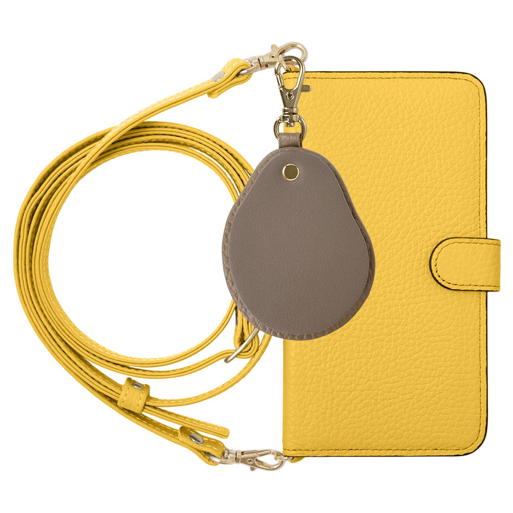 Genuine leather 32 colors Italian shrink leather with shoulder strap Different material nuance mirror charm notebook-style case (with belt) Galaxy series