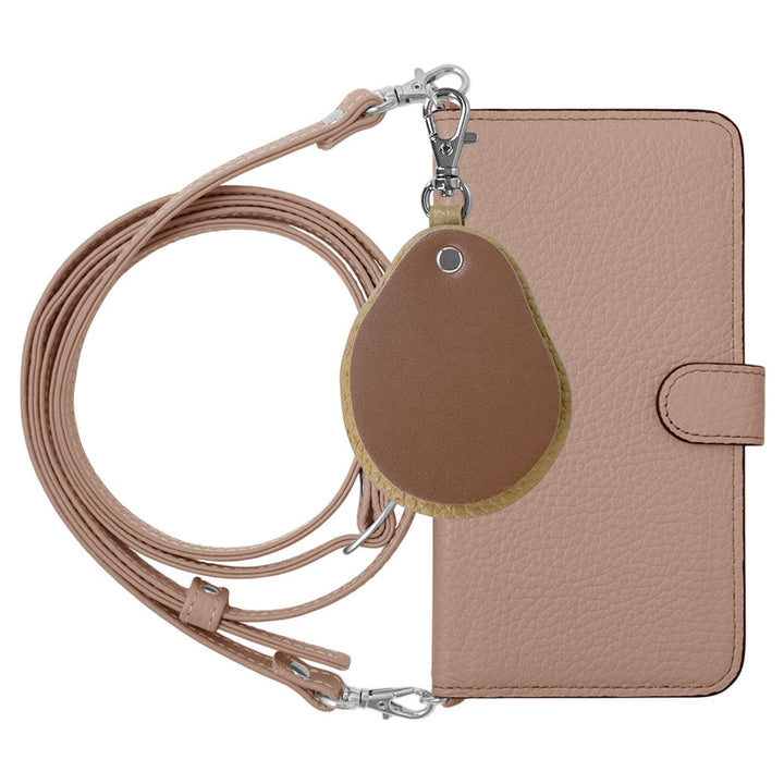 Genuine leather 32 colors Italian shrink leather with shoulder strap Different material nuance mirror charm notebook-style case (with belt) Galaxy series
