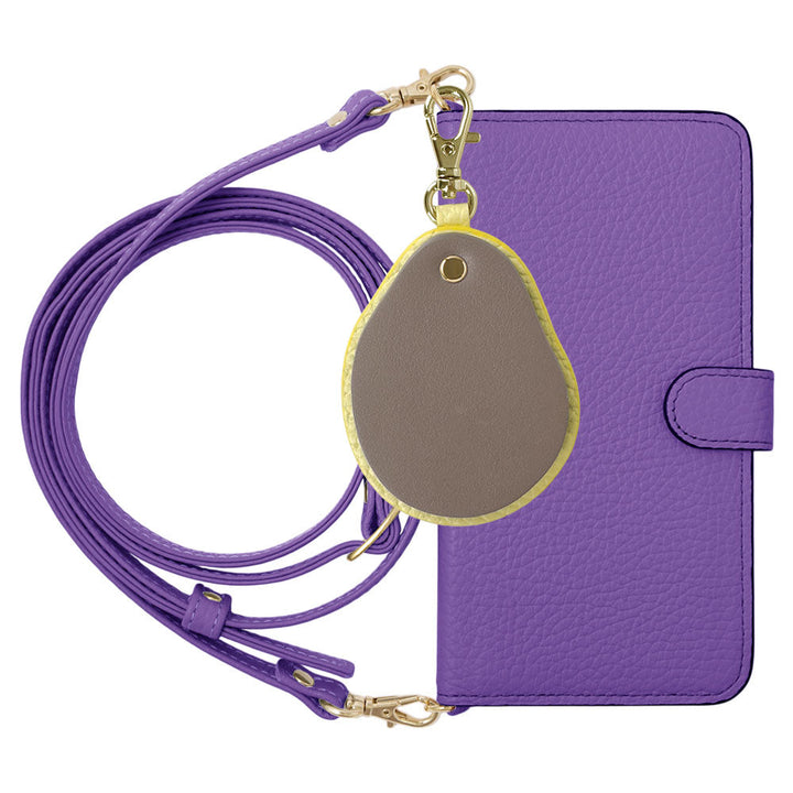 Genuine leather 32 colors Italian shrink leather with shoulder strap Different material nuance mirror charm notebook-style case (with belt) Galaxy series