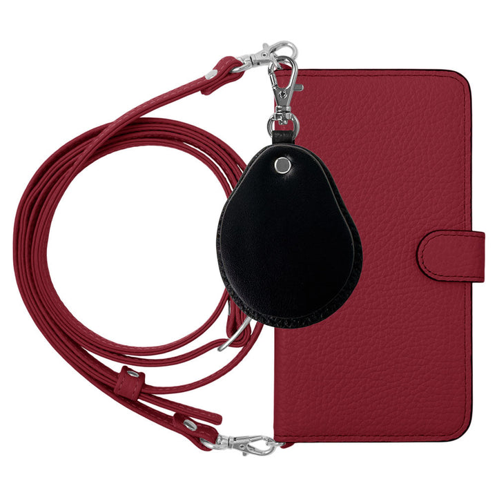 Genuine leather 32 colors Italian shrink leather with shoulder strap Different material nuance mirror charm notebook-style case (with belt) Galaxy series