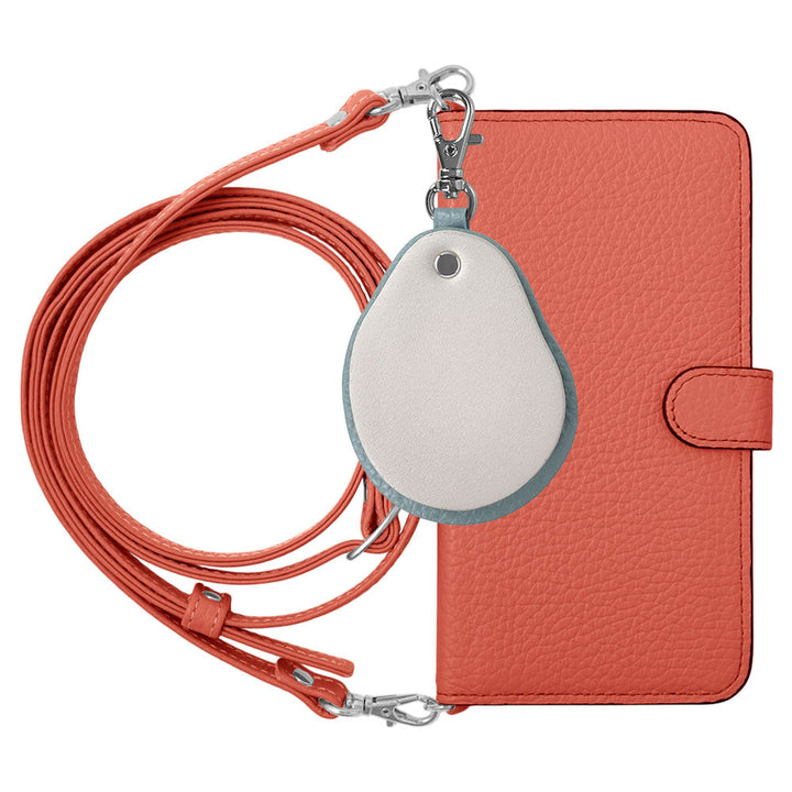 Genuine leather 32 colors Italian shrink leather with shoulder strap Different material nuance mirror charm notebook-style case (with belt) Galaxy series