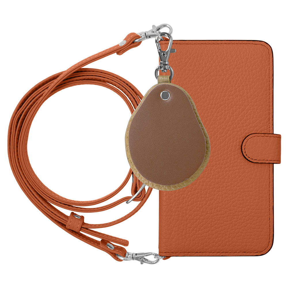Genuine leather 32 colors Italian shrink leather with shoulder strap Different material nuance mirror charm notebook-style case (with belt) Galaxy series