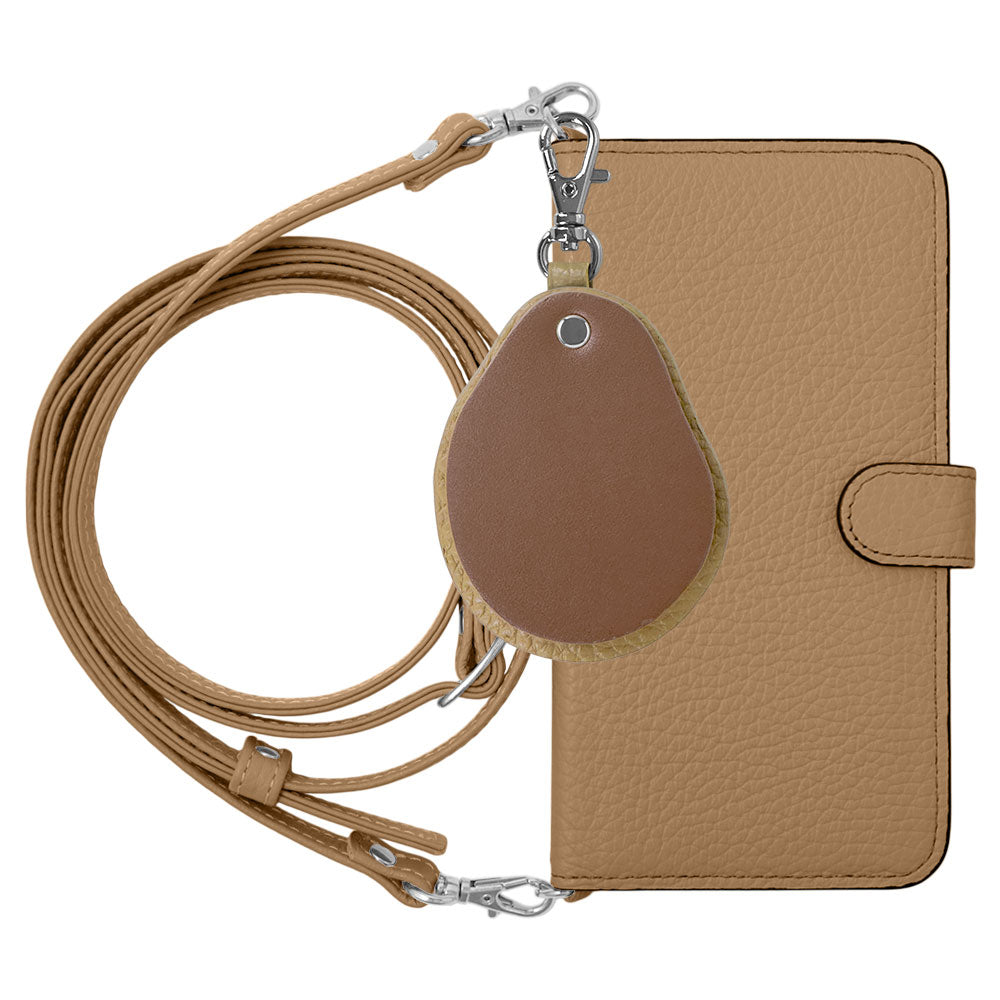 Genuine leather 32 colors Italian shrink leather with shoulder strap Different material nuance mirror charm notebook-style case (with belt) Galaxy series