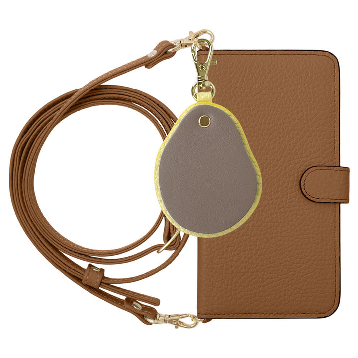 Genuine leather 32 colors Italian shrink leather with shoulder strap Different material nuance mirror charm notebook-style case (with belt) Galaxy series