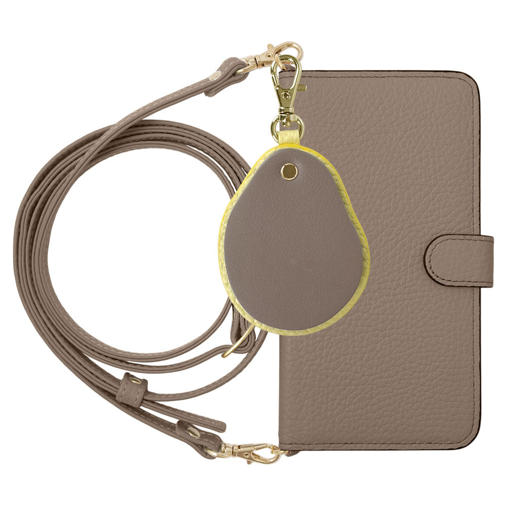 Genuine leather 32 colors Italian shrink leather with shoulder strap Different material nuance mirror charm notebook-style case (with belt) AQUOS series