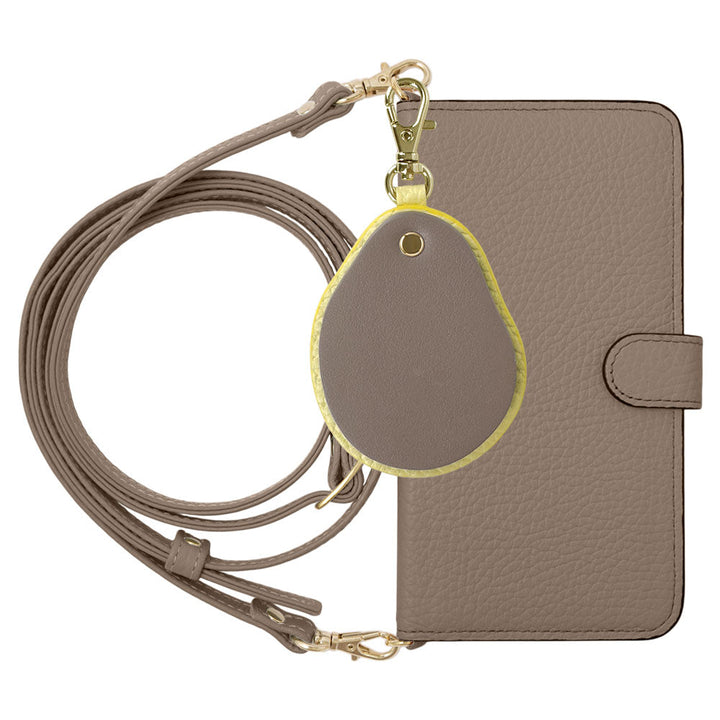 Genuine leather 32 colors Italian shrink leather with shoulder strap Different material nuance mirror charm notebook-style case (with belt) AQUOS series