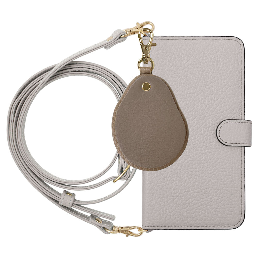 Genuine leather 32 colors Italian shrink leather with shoulder strap Different material nuance mirror charm notebook-style case (with belt) Galaxy series