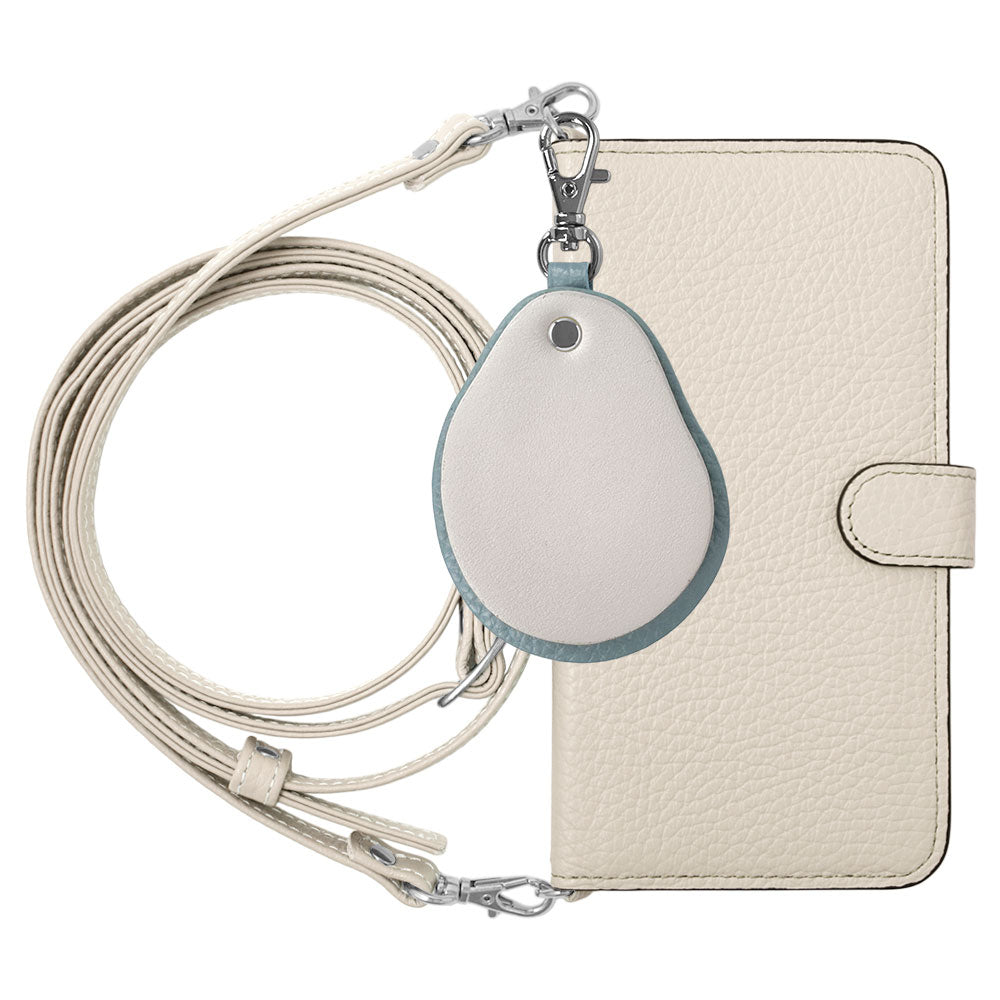 Genuine leather 32 colors Italian shrink leather with shoulder strap Different material nuance mirror charm notebook-style case (with belt) AQUOS series