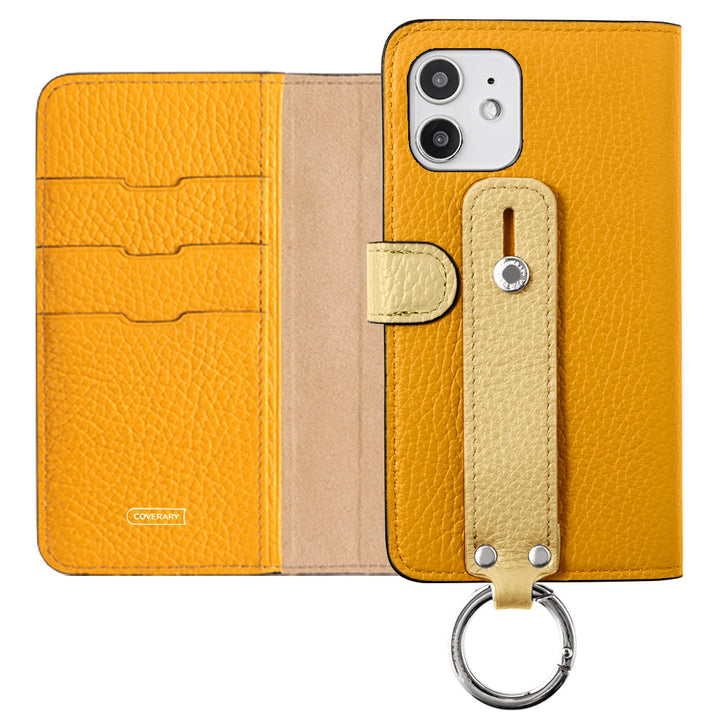 本革 32色 イタリアンシュリンクレザー ベルトバイカラー ハンドベルト付き 手帳型ケース（ベルトあり）