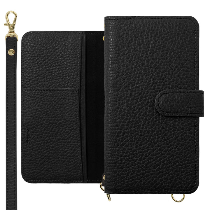 Genuine leather Italian shrink leather shoulder strap included stand function wallet case (with belt) Xperia series