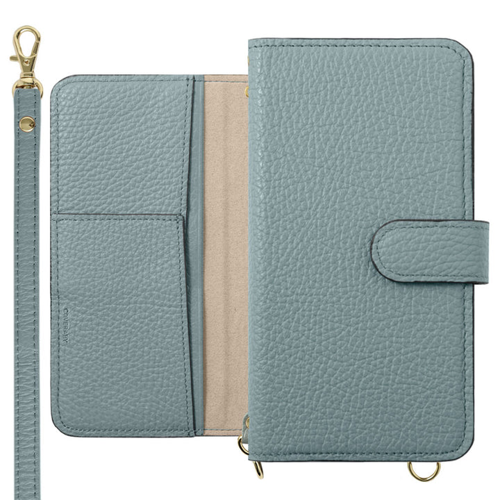 Genuine leather Italian shrink leather shoulder strap included stand function wallet case (with belt) Xperia series