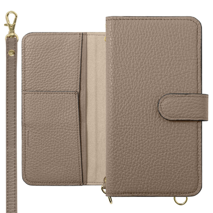 Genuine leather Italian shrink leather shoulder strap included stand function wallet case (with belt) Xperia series