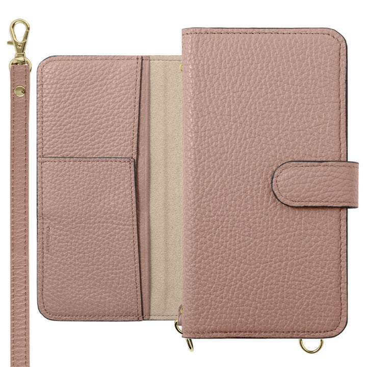 Genuine leather Italian shrink leather shoulder strap included stand function wallet case (with belt) Xperia series