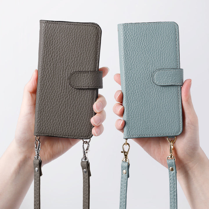 Genuine leather Italian shrink leather shoulder strap included stand function wallet case (with belt) Xperia series