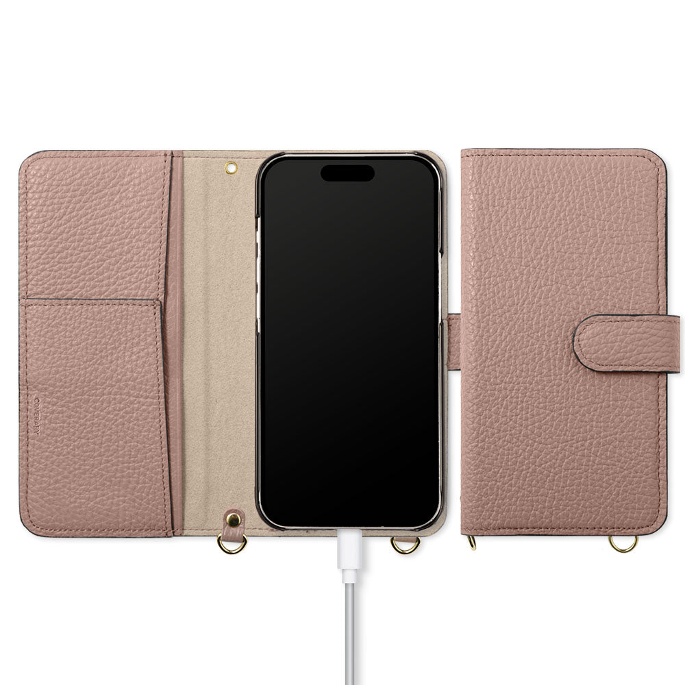 Genuine leather Italian shrink leather shoulder strap included stand function wallet case (with belt) Xperia series