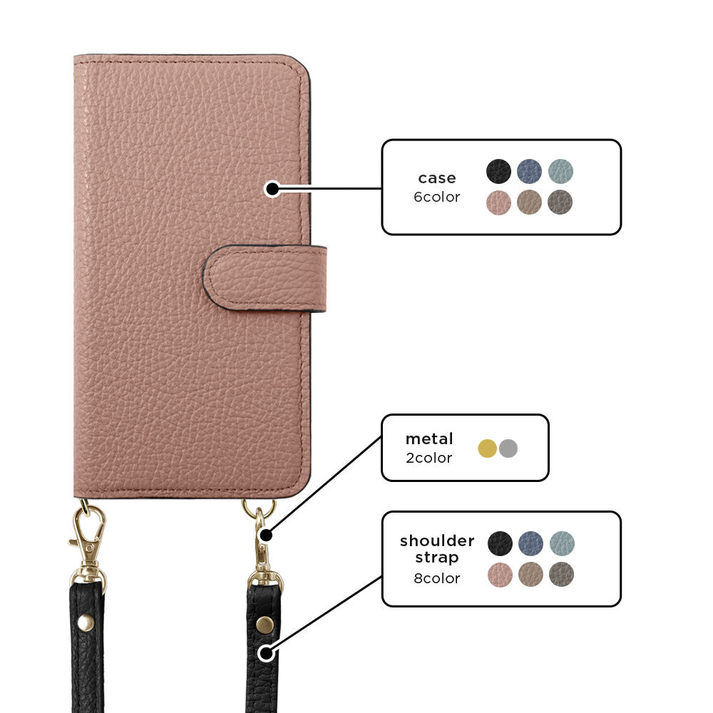 Genuine leather Italian shrink leather shoulder strap included stand function wallet case (with belt) Xperia series