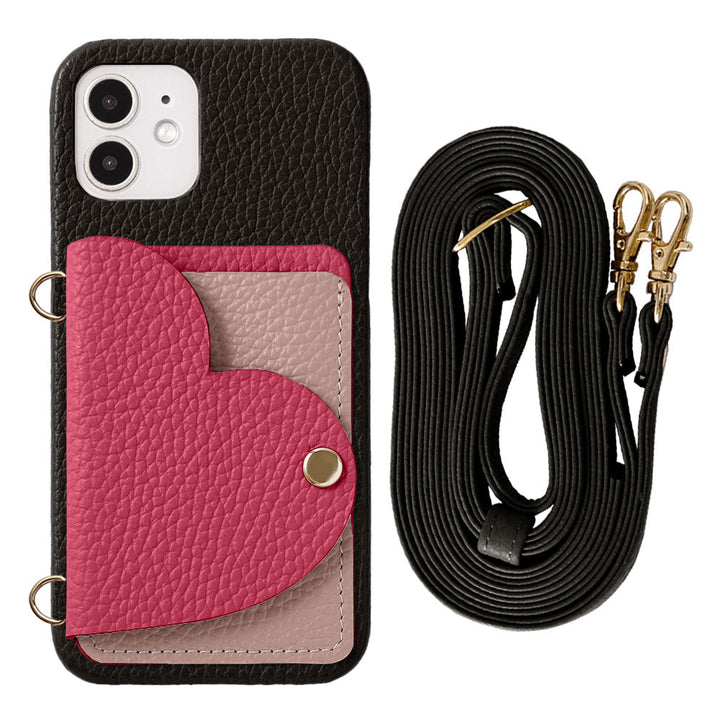 Genuine Leather 32 Colors Italian Shrink Leather Heart Mirror Card Case &amp; Shoulder Strap Included Back Case Xperia Series