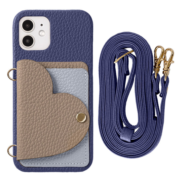 Genuine Leather 32 Colors Italian Shrink Leather Heart Mirror Card Case &amp; Shoulder Strap Included Back Case Xperia Series