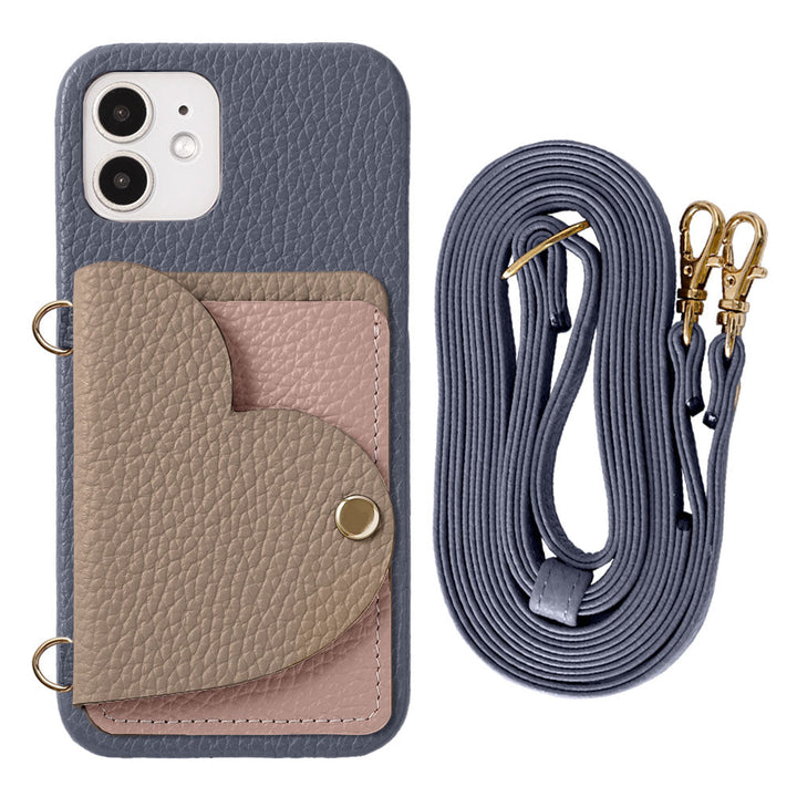 Genuine Leather 32 Colors Italian Shrink Leather Heart Mirror Card Case &amp; Shoulder Strap Included Back Case Xperia Series