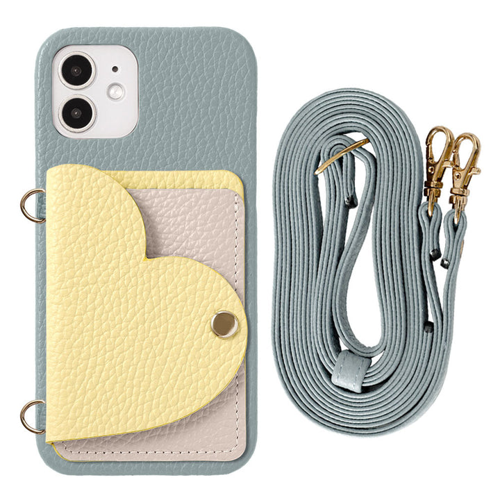 Genuine Leather 32 Colors Italian Shrink Leather Heart Mirror Card Case &amp; Shoulder Strap Included Back Case Xperia Series