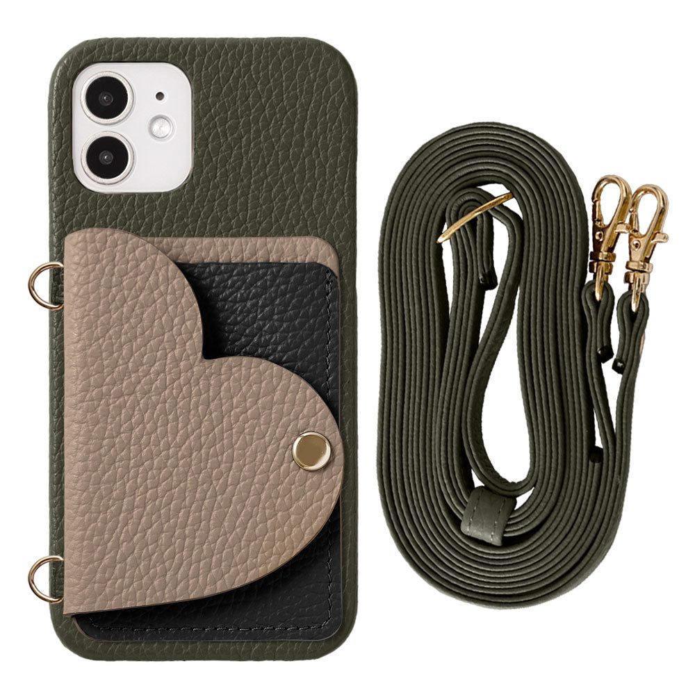 Genuine Leather 32 Colors Italian Shrink Leather Heart Mirror Card Case &amp; Shoulder Strap Included Back Case Xperia Series