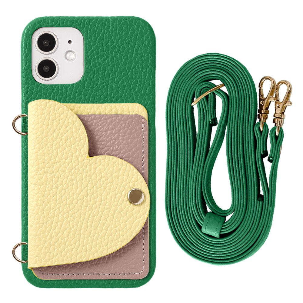 Genuine Leather 32 Colors Italian Shrink Leather Heart Mirror Card Case &amp; Shoulder Strap Included Back Case Xperia Series