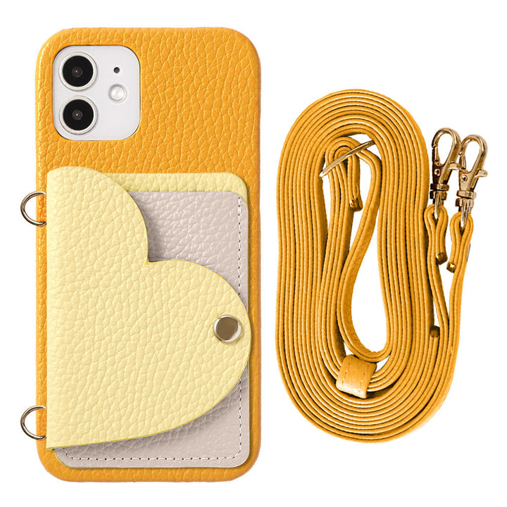 Genuine Leather 32 Colors Italian Shrink Leather Heart Mirror Card Case &amp; Shoulder Strap Included Back Case Xperia Series