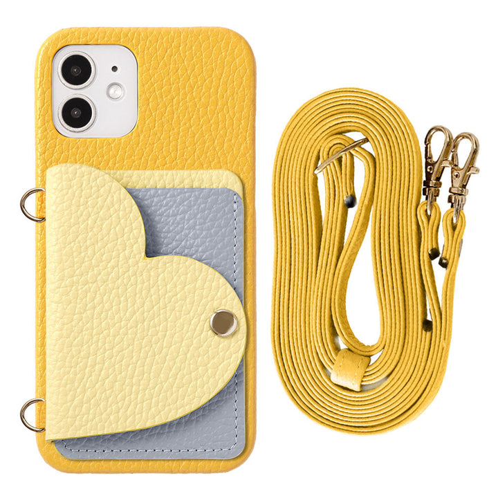 Genuine Leather 32 Colors Italian Shrink Leather Heart Mirror Card Case &amp; Shoulder Strap Included Back Case Xperia Series