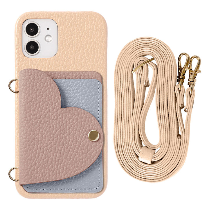 Genuine Leather 32 Colors Italian Shrink Leather Heart Mirror Card Case &amp; Shoulder Strap Included Back Case Xperia Series
