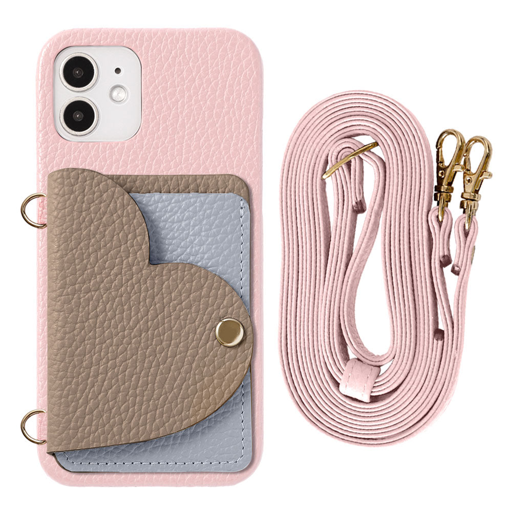 Genuine Leather 32 Colors Italian Shrink Leather Heart Mirror Card Case &amp; Shoulder Strap Included Back Case Xperia Series