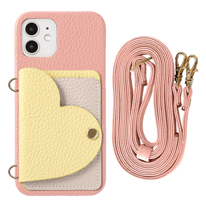 Genuine Leather 32 Colors Italian Shrink Leather Heart Mirror Card Case &amp; Shoulder Strap Included Back Case Xperia Series