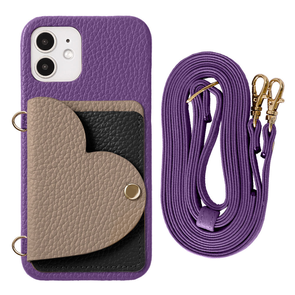 Genuine Leather 32 Colors Italian Shrink Leather Heart Mirror Card Case &amp; Shoulder Strap Included Back Case Xperia Series