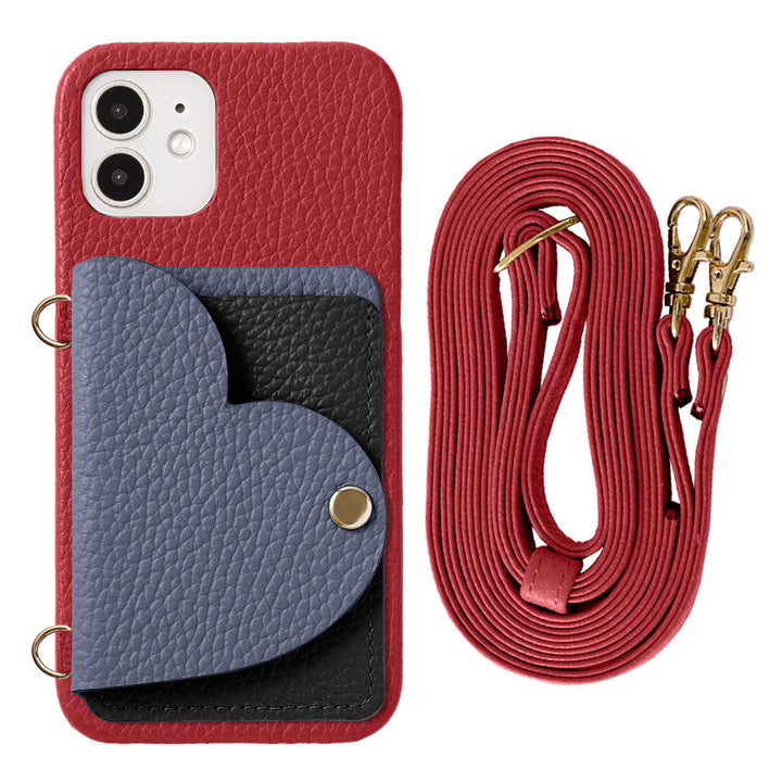 Genuine Leather 32 Colors Italian Shrink Leather Heart Mirror Card Case &amp; Shoulder Strap Included Back Case Xperia Series