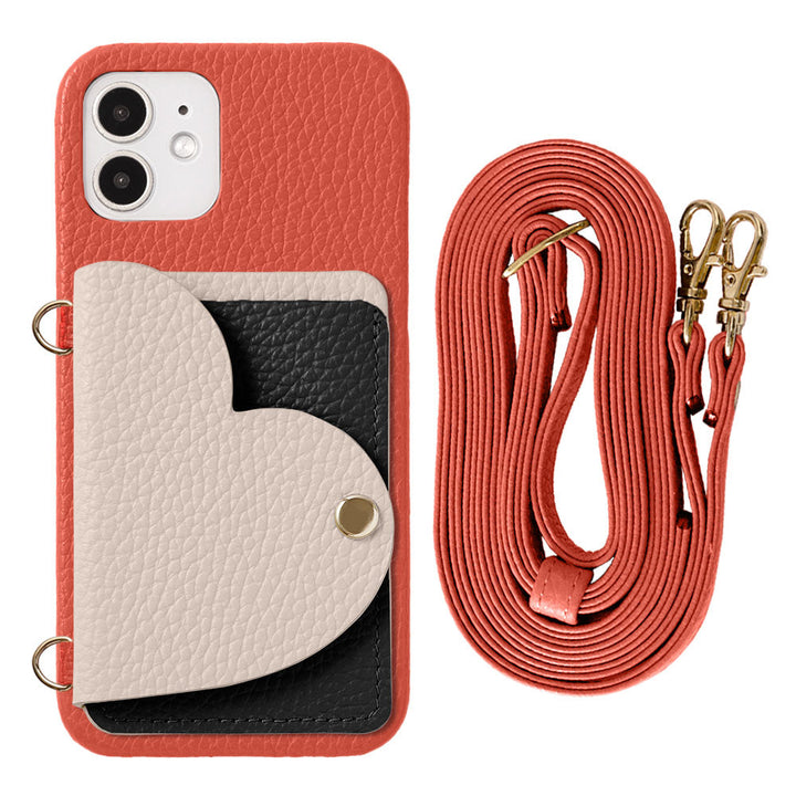 Genuine Leather 32 Colors Italian Shrink Leather Heart Mirror Card Case &amp; Shoulder Strap Included Back Case Xperia Series