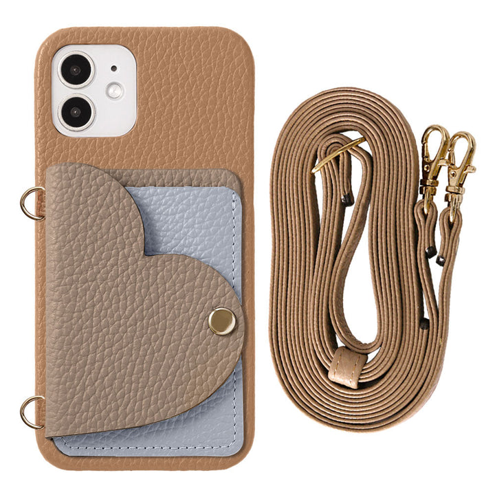 Genuine Leather 32 Colors Italian Shrink Leather Heart Mirror Card Case &amp; Shoulder Strap Included Back Case Xperia Series