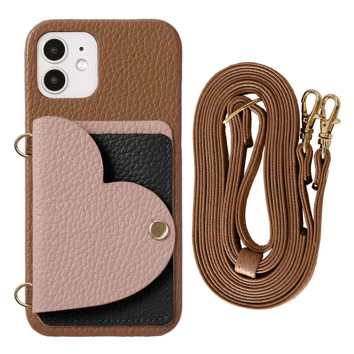 Genuine Leather 32 Colors Italian Shrink Leather Heart Mirror Card Case &amp; Shoulder Strap Included Back Case Xperia Series