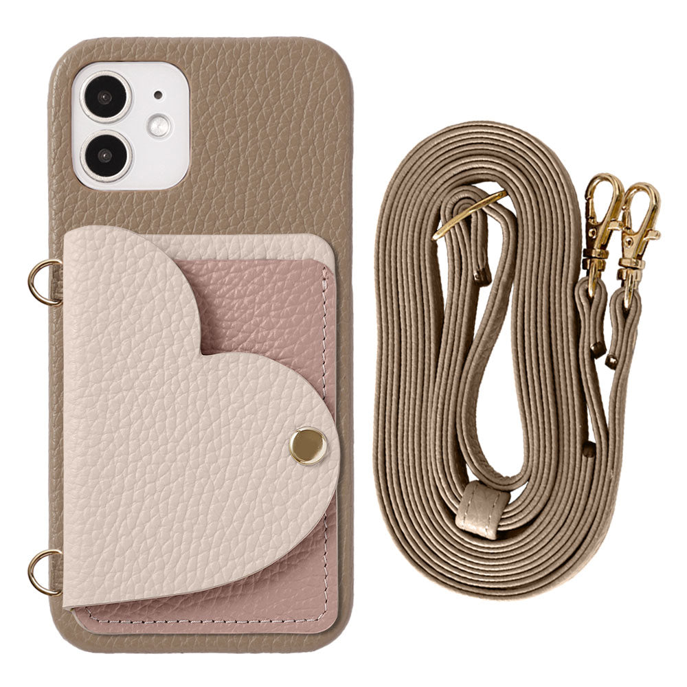Genuine Leather 32 Colors Italian Shrink Leather Heart Mirror Card Case &amp; Shoulder Strap Included Back Case Xperia Series