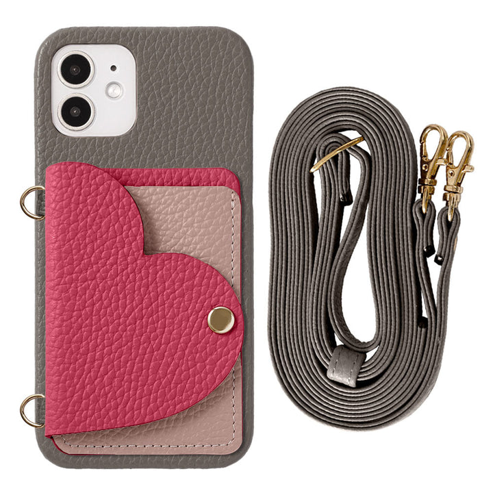 Genuine Leather 32 Colors Italian Shrink Leather Heart Mirror Card Case &amp; Shoulder Strap Included Back Case Xperia Series