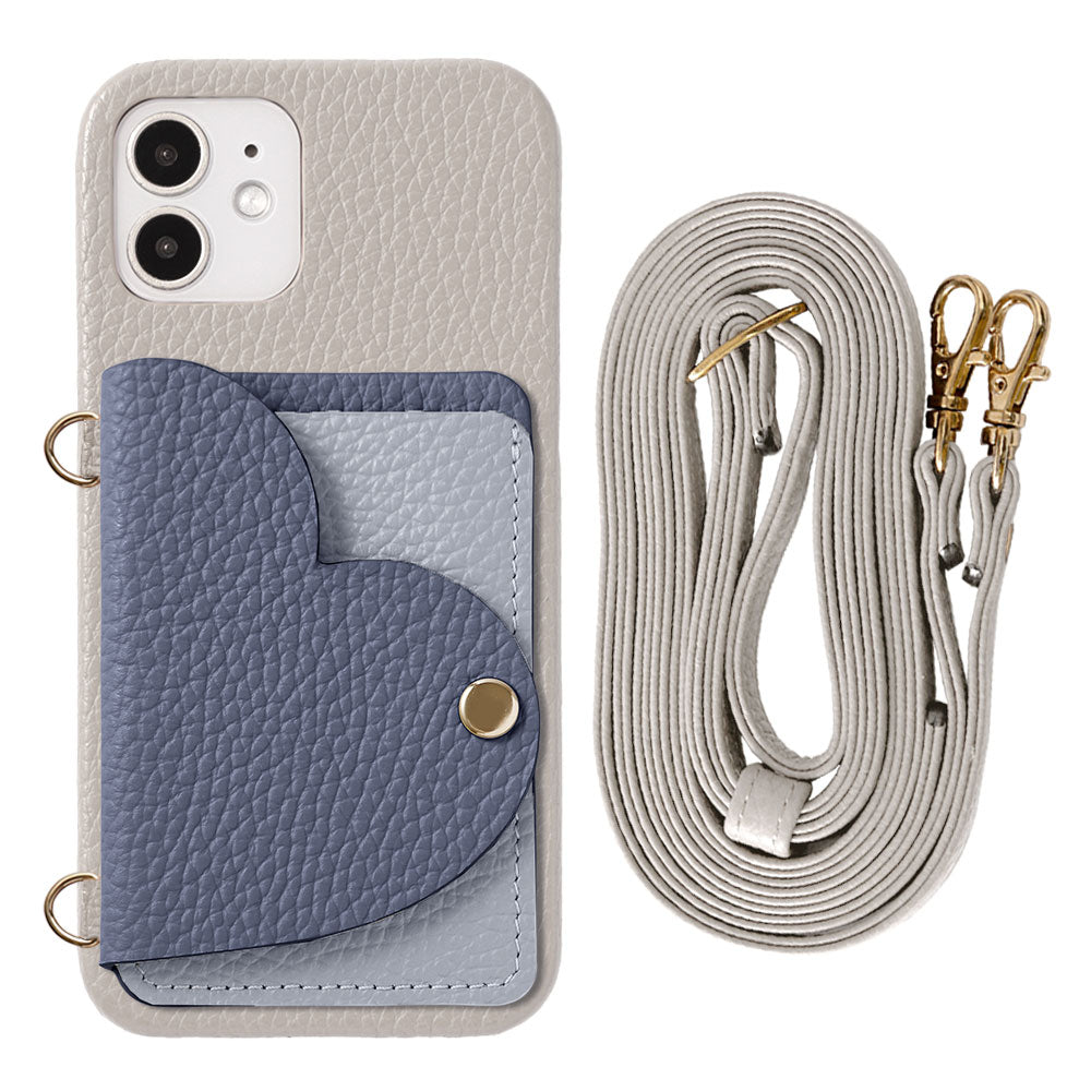 Genuine Leather 32 Colors Italian Shrink Leather Heart Mirror Card Case with Shoulder Strap Back Case for Galaxy Series