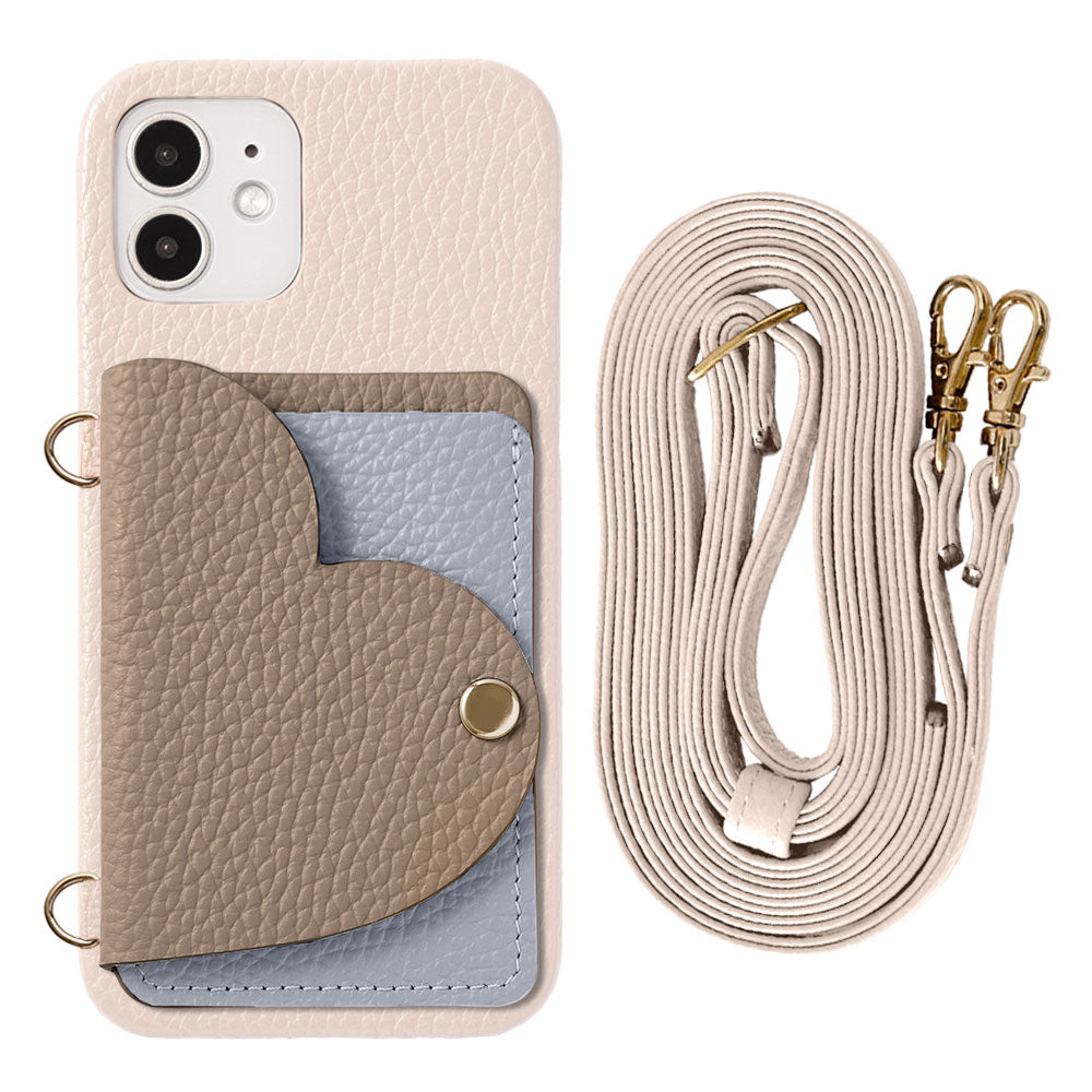 Genuine Leather 32 Colors Italian Shrink Leather Heart Mirror Card Case &amp; Shoulder Strap Included Back Case Xperia Series
