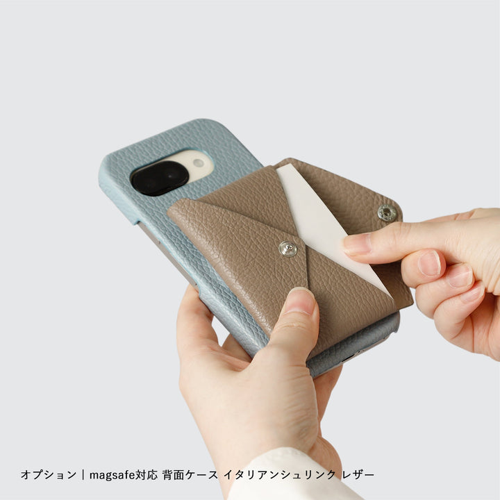 Genuine leather pocket with flap (single item) for MagSafe-compatible leather cases | 32 colors Italian shrink leather